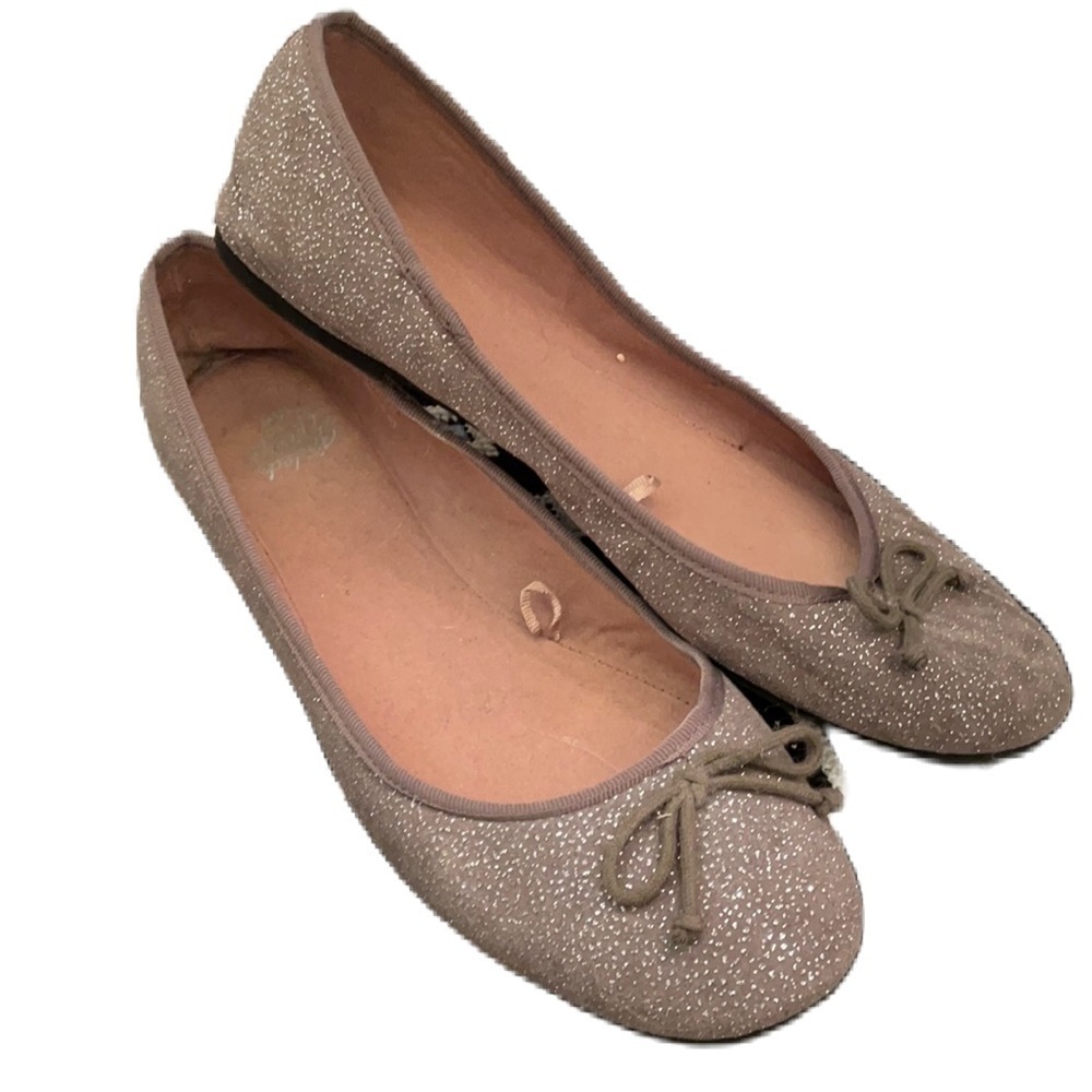Faded Glory 10W Gray sparkle ballet flats with bow tie accent